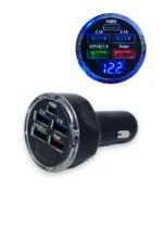 Автомобільна зарядка 4USB+ Type-С 12-24V 3.1A Синій LED дисплей з підсвічуванням 20W