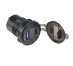 Автомобільна зарядка USB QC3.0 + PD швидке заряджання Зелене Led підсвічування з кнопкою - Зображення 3