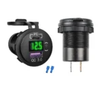 Автомобільна зарядка USB QC3.0 + PD швидке заряджання Зелене Led підсвічування з кнопкою