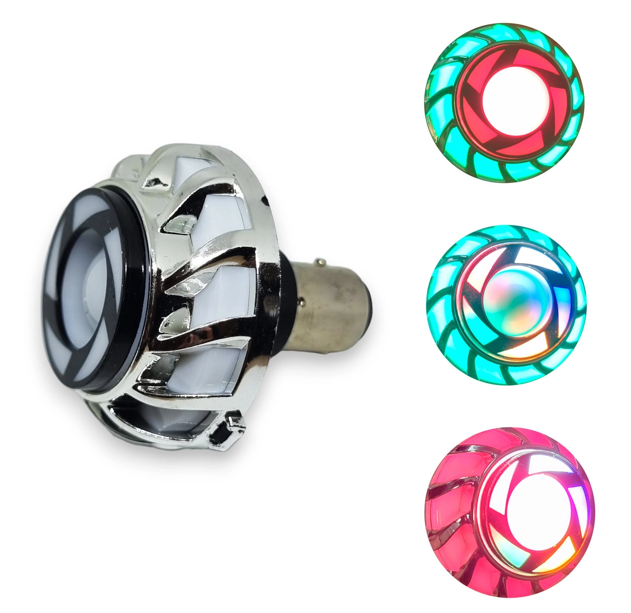 5723738803_svitlodiodna-lampa-z Світлодіодна лампа з цоколем 1157 BAY15d P21/5W 9-12V з стробоскопом RGB Червоний Зелений - Зображення 1