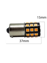 Світлодіодна лампа з цоколем 1156 BAU15s PY21W 33SMD 2835 10-30 V з драйвером, зі зміщеним кріпленням Жовта - Зображення 2