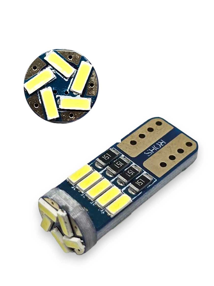 6082739161_svitlodiodna-lampa-t10 Світлодіодна лампа Т10 (W5W) 15SMD 4014 canbus 12V Білий - Зображення 1