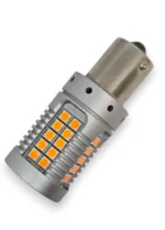 Світлодіодна лампа з цоколем 1156 BAU15s P21W 48SMD 3030 3400Lm 12V Жовтий с обманкою , Зміщений цоколь 150° - Зображення 5