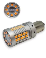 Світлодіодна лампа з цоколем 1156 BAU15s P21W 48SMD 3030 3400Lm 12V Жовтий с обманкою , Зміщений цоколь 150°