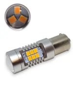 Світлодіодна лампа з цоколем 1156 21SMD 2835 12 V Жовтий з драйвером і лінзою зі зміщеним кріпленням
