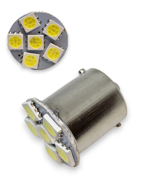 6470895274_svitlodiodna-lampa-z Світлодіодна лампа з цоколем 1156 BA15s P21W 6SMD 5050 12V Біла - Зображення 1