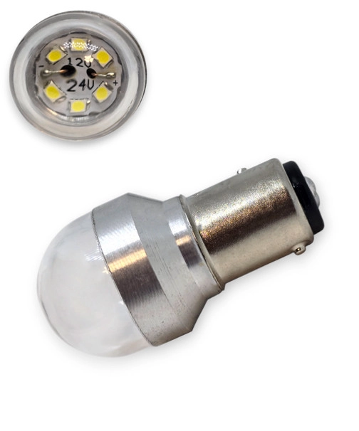 6484736456_svitlodiodna-lampa-z Світлодіодна лампа з цоколем 1157 BA15d P21/5W 6SMD 2835 12-24V 6W Біла зроблено в УКРАЇНІ! - Зображення 1