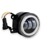 Світлодіодна балка протитуманна фара Led 3 лінзи кругла з ангельськими очима, поворотом і габаритом 90мм - Зображення 3