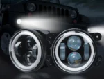 Світлодіодна протитуманні фари Led кругла 4 дюйма (10 см) з ангельськими очками і поворотом - Зображення 2