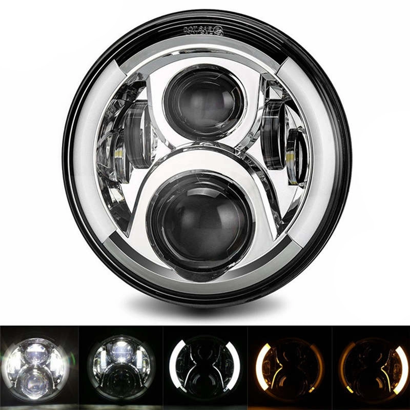 3287685828_svitlodiodna-fara-80w Світлодіодна фара 7 дюймів З ДХВ і поворот (2101, НИВА, JEEP, MERCEDES, TOYOTA) Хром - Зображення 1