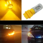Жовті повороти в червоному ліхтарі 3156 BA15s P21W 80W CREE Жовта canbus для сертифікації - Зображення 2