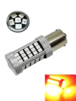 Світлодіодна лампа з цоколем 1156 BAU15s 66SMD 2835 12V Жовта з лінзою, цоколь зі зміщенням 1320Lm