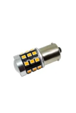 Світлодіодна лампа з цоколем 1156 BAU15s PY21W 33SMD 2835 10-30 V з драйвером, зі зміщеним кріпленням Жовта - Зображення 4