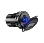 Автомобільний зарядний пристрій USB QC3.0 Type-C+PD 12-24В врізна розетка, з вольтметром, синє підсвічування - Зображення 6