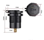 Автомобільний зарядний пристрій USB QC3.0 Type-C+PD 12-24В врізна розетка, з вольтметром, синє підсвічування - Зображення 4