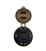 Автомобільний зарядний пристрій 2 USB QC3.0 12-24В врізна розетка, з вольтметром, синє підсвічування - Зображення 4