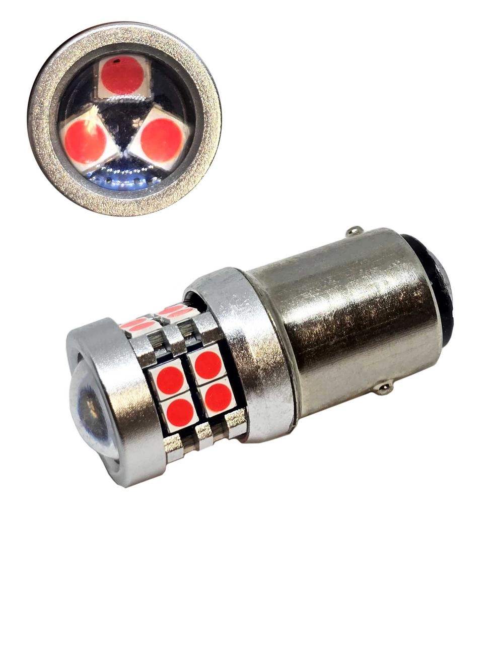 6057332274_svitlodiodna-lampa-z Світлодіодна лампа з цоколем 1157 BAY15d P21/5W 19SMD 3030 12V Червона з обманкою - Зображення 1