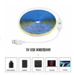 Світлодіодна стрічка COB 5V LED USB світильник з вимикачем та регулюванням яскравості 3 метра Теплий Білий - Зображення 7