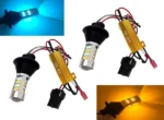 Денні ходові вогні ДХВ в поворотники з режимом функцією повороту 7440 T20 W21W Блакитне / Жовте світло