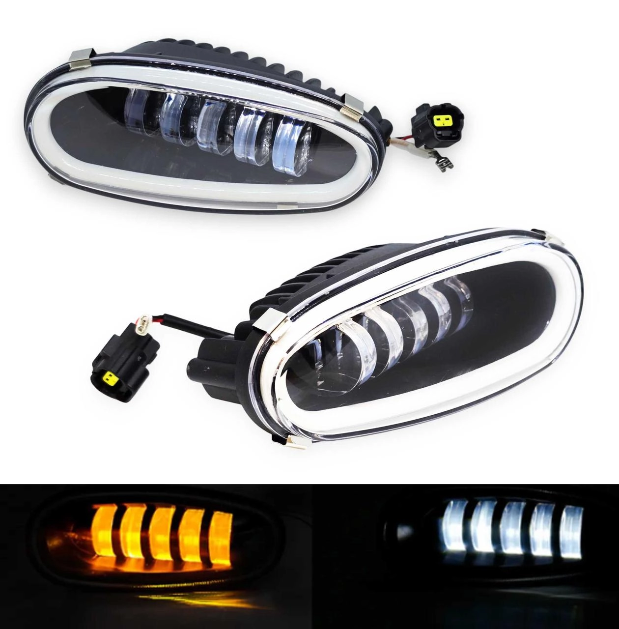 6327433125_dvokolirni-led-ptf Двоколірні Led ПТФ протитуманні фари Daewoo Lanos Sens. ПТФ 5 лінз з ДХО. Скло знімне. МЕТАЛ з роз'ємом - Зображення 1