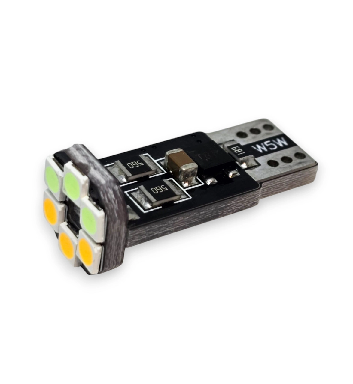 6381467335_dvokolirna-svitlodiodna-lampa Двоколірна світлодіодна лампа Т10 W5W 6 SMD 3030 12V Блакитний Жовтий - Зображення 1
