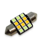 Двоколірна світлодіодна лампа C5W Festoon 12SMD 3030 12V 31мм з обманкою Біле Жовте світло