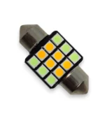 Двоколірна світлодіодна лампа C5W Festoon 12SMD 3030 12V 31мм з обманкою Біле Жовте світло - Зображення 3