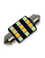 Двоколірна світлодіодна лампа C5W Festoon 12SMD 3030 12V 36мм з обманкою Біле Жовте світло