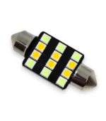 Двоколірна світлодіодна лампа C5W Festoon 12SMD 3030 12V 36мм з обманкою Біле Жовте світло - Зображення 4