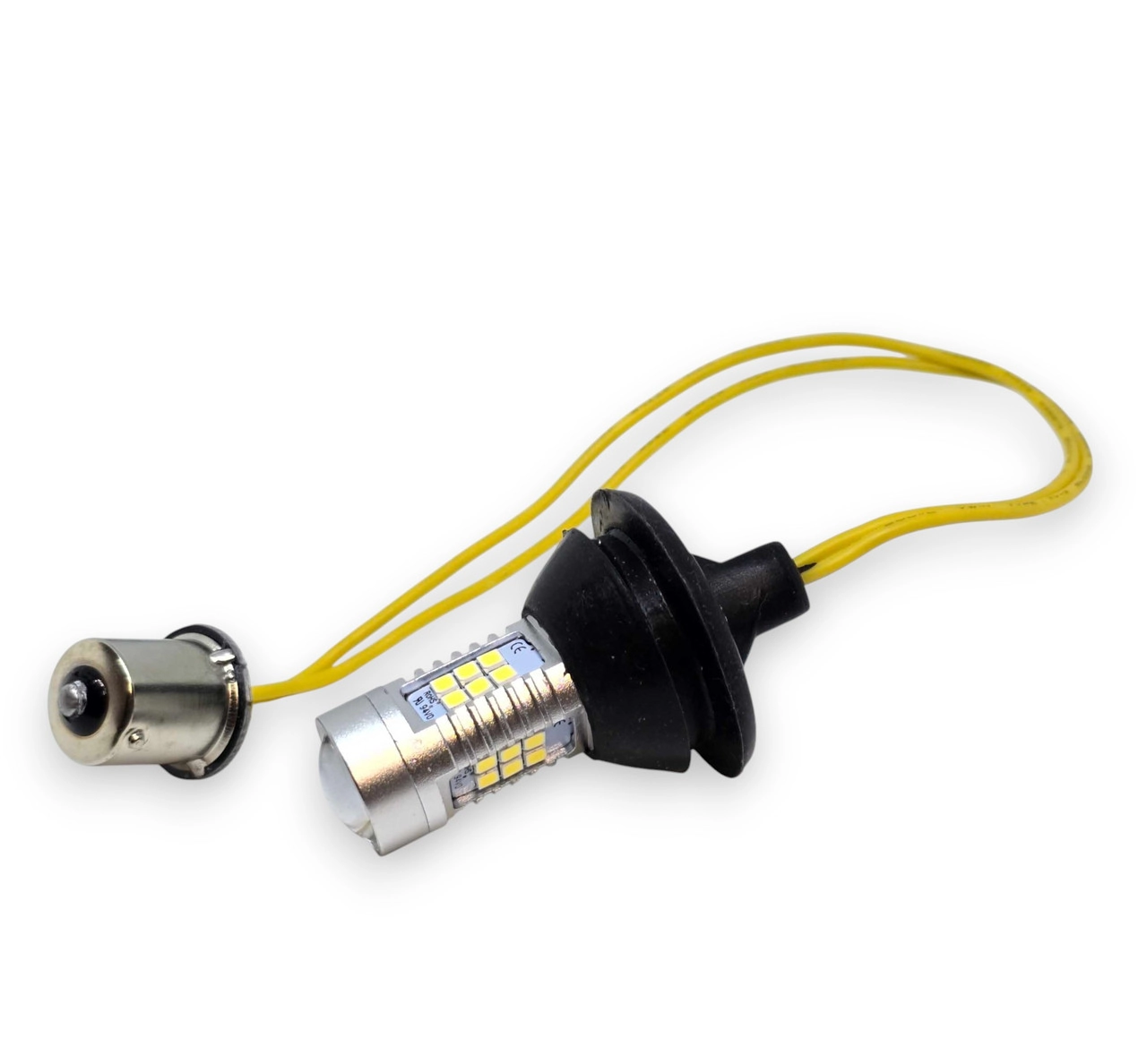 6420718983_svitlodiodna-lampa-z Світлодіодна лампа з цоколем 1156 BA15s P21W 21SMD 2835 12V Біла з драйвером і лінзою, гумовий патрон - Зображення 1