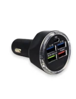 Автомобільна зарядка 4USB+ Type-С 12-24V 3.1A Зелений LED дисплей з підсвічуванням 20W