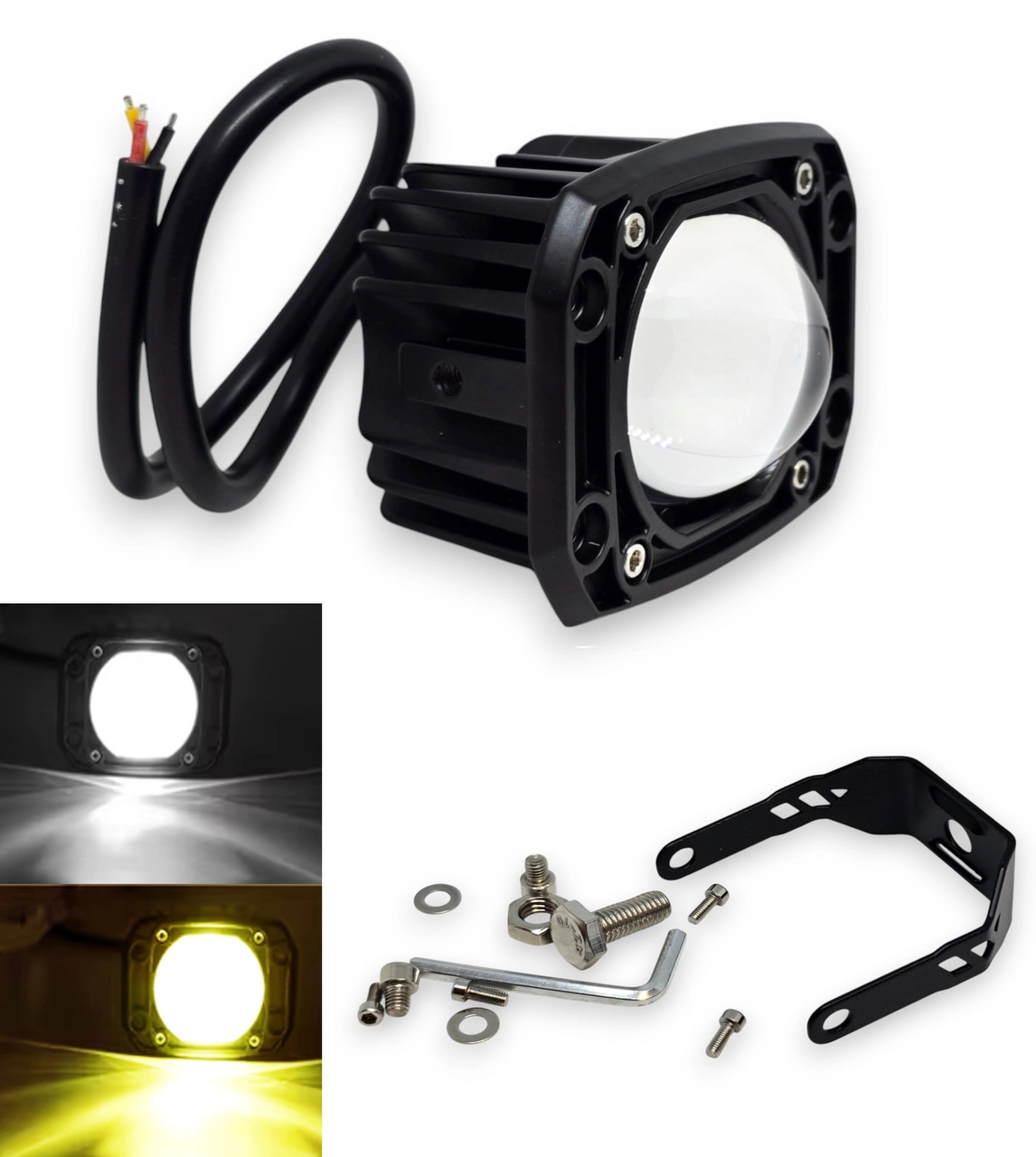 6490615627_svitlodiodna-dvokolorova-fara Світлодіодна двокольорова фара LED Mini 50W Два режими роботи Білий Жовтий - Зображення 1