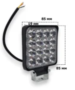 Світлодіодна додаткова фара Led Балка 12V 48W 16LED 85*85*19 мм Синій світ + СТРОБОСКОП - Зображення 5