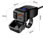 Зарядка на кермо для мотоцикла зі швидкою зарядкою USB+Type-C+Вольтметр 60W з кнопкою перемикача - Зображення 4