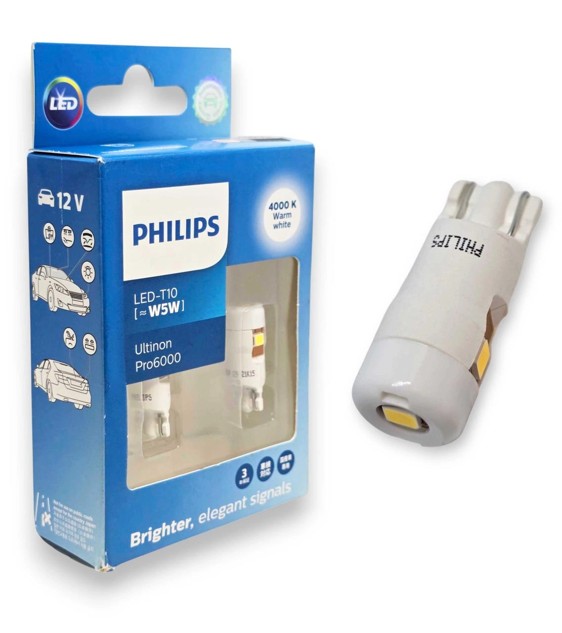 6713236047_komplekt-svitlodiodnih-lamp Комплект світлодіодних ламп PHILIPS T10 Ultinon Pro6000 LED T10 (W5W) 12В 0,9Вт 11961WU60X2 4000K - Зображення 1