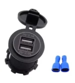 Автомобільний зарядний пристрій 2 порти USB врізна розетка, сине підсвічування - Зображення 2