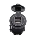 Автомобільний зарядний пристрій 2 порти USB врізна розетка, сине підсвічування - Зображення 4