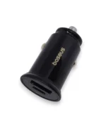 Автомобільна зарядка в прикурювач Baseus USB + PD Type-C роз'єм QC 4.0 швидке заряджання 12-24V mini Чорна