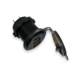 Автомобільний зарядний пристрій три порти 2USB + TYPE-C 12-24V 53W врізна розетка, синє підсвічування - Зображення 5