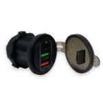 Автомобільний зарядний пристрій три порти 2USB + TYPE-C 12-24V 53W врізна розетка, синє підсвічування - Зображення 3