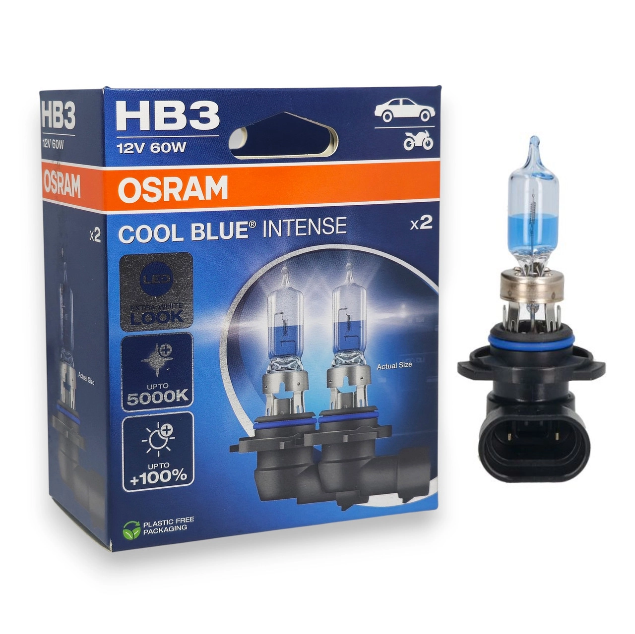 6889605714_galogenna-avtolampiosram-hb3 Галогенна автолампиOSRAM HB3 Cool Blue Intense +100% 9005CBN-2HB 12V 60W - Зображення 1