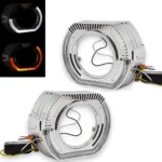 Маска для біксенонових лінз 3" YT-61 BMW Sport LED габарит поворот Білий Жовтий комплект