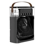 Настільний вентилятор-зволожувач повітря з кольоровою LED підсвіткою RGB від USB Чорний - Зображення 4