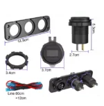 Автомобільна зарядка подвійна USB + PD Type-C роз'єм QC 3.0 панель розеток. Гніздо прикурювача з кнопкою Зелене підсвічування - Зображення 6