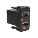 Зарядний пристрій кнопка Toyota з вольтметром та USB + Typec C 12В-24В Синій - Швидка зарядка - Зображення 3