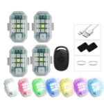 Світлодіодні попереджувальні стробоскоп ліхтарі для авто, велосипедів і мотоциклів RGB 4 шт. з пультом