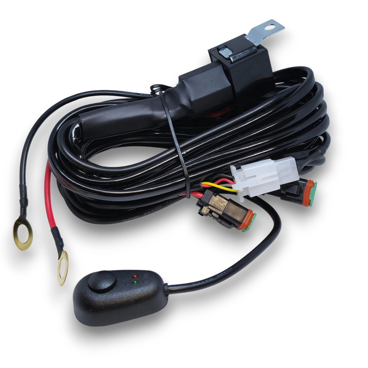 7016437495_komplekt-provodki-drotiv Комплект проводки, дротів із кнопкою та реле 12V 40A під'єднання світлодіодних фар, двох LED-балок із кнопкою - Зображення 1