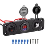 Автомобільна зарядка подвійна USB + PD Type-C роз'єм QC 3.0 панель розеток. Гніздо прикурювача з кнопкою Червоне підсвічування - Зображення 2