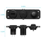 Автомобільна зарядка подвійна USB + PD Type-C роз'єм QC 3.0 панель розеток. Гніздо прикурювача з кнопкою Червоне підсвічування - Зображення 4