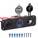 Автомобільна зарядка подвійна USB + PD Type-C роз'єм QC 3.0 панель розеток. Гніздо прикурювача з кнопкою Сине підсвічування - Зображення 2